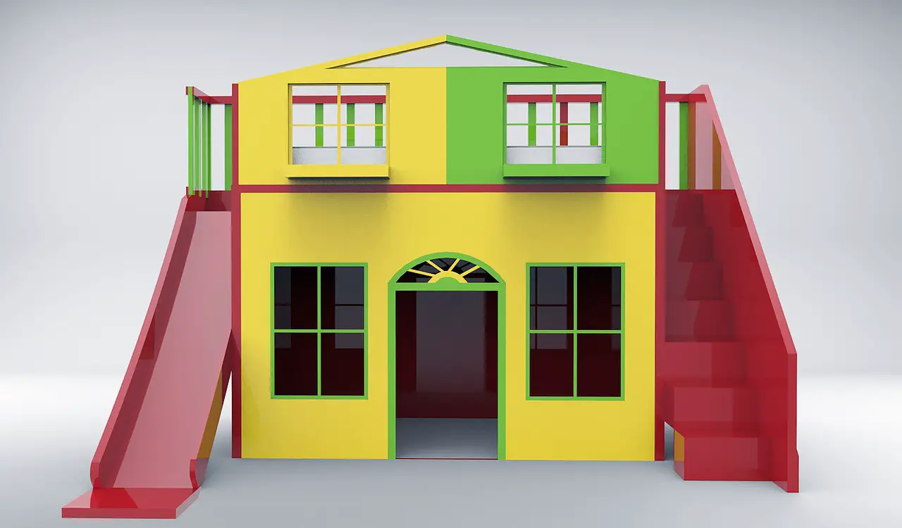 Kinderzimmer Bett Hausbett Rutsche Treppe