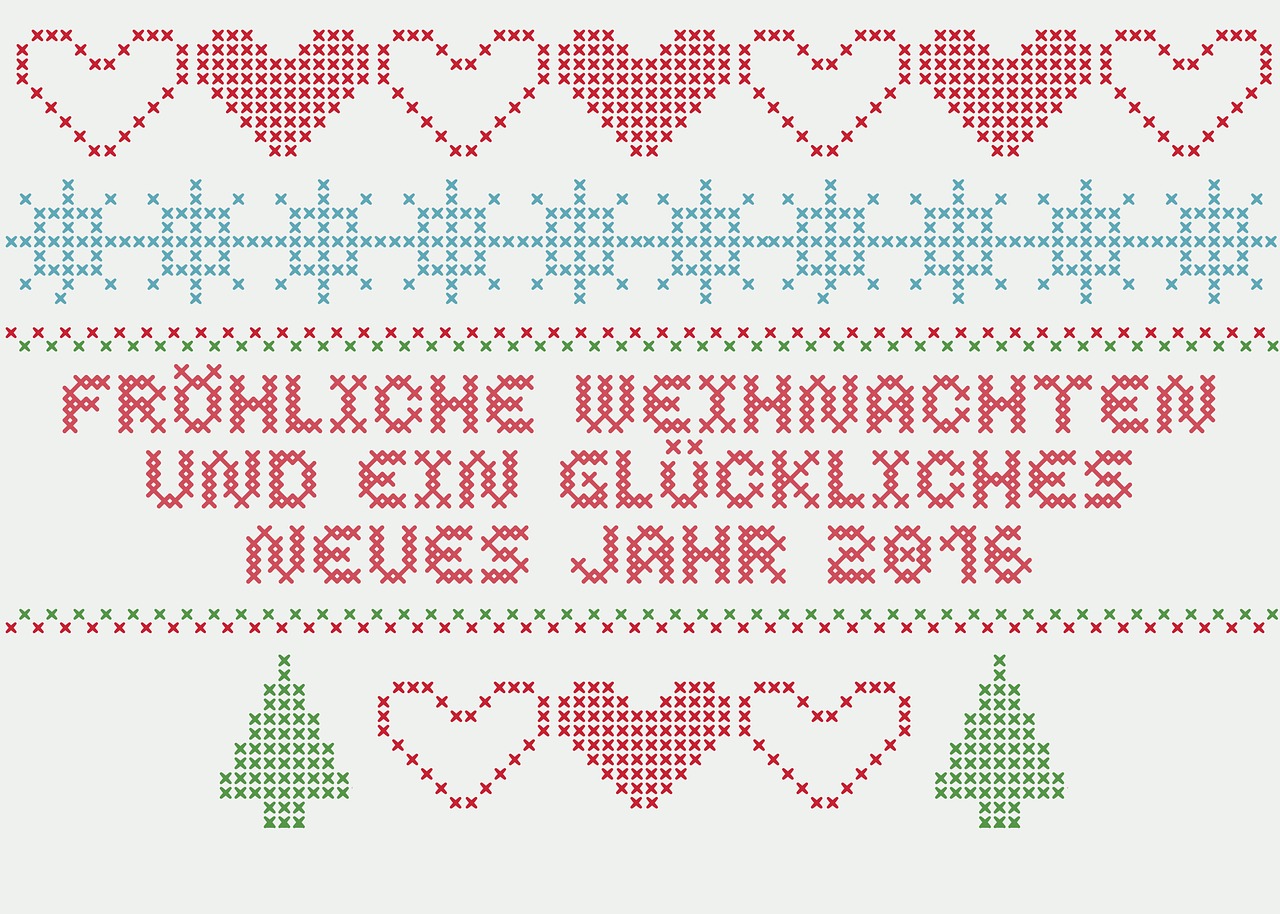 Sticken Weihnachtsbotschaft Merry Christmas